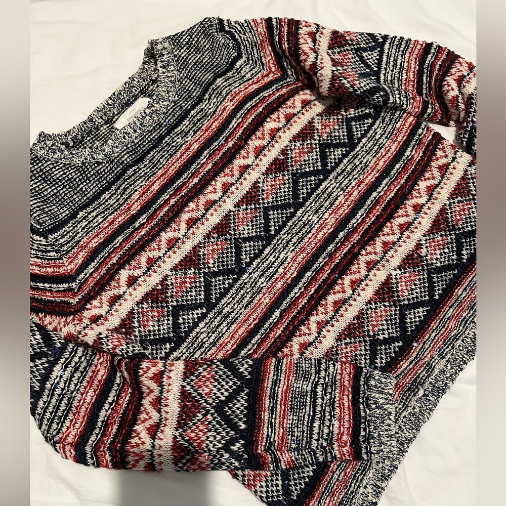 Springfield blue white and red sequin knitwear